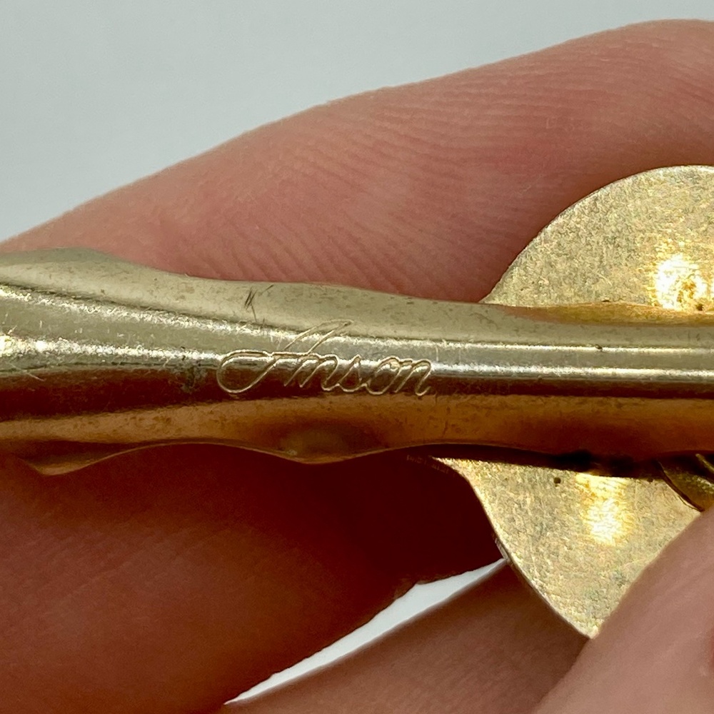 Vintage Anson Guitar Mother Of Pearl Tie Clip - Picture 6 of 7